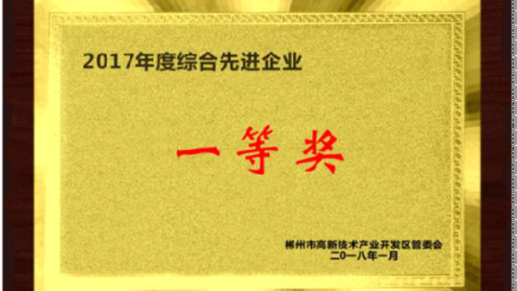 BG大游集团電子榮獲郴州高新區 2017年度綜合考評先進企業一等獎